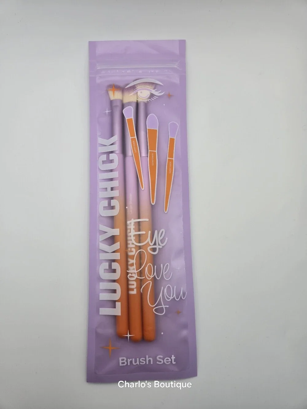 NWT Lucky Chick Eye Love You 3pc Makeup Brush Set Vegan